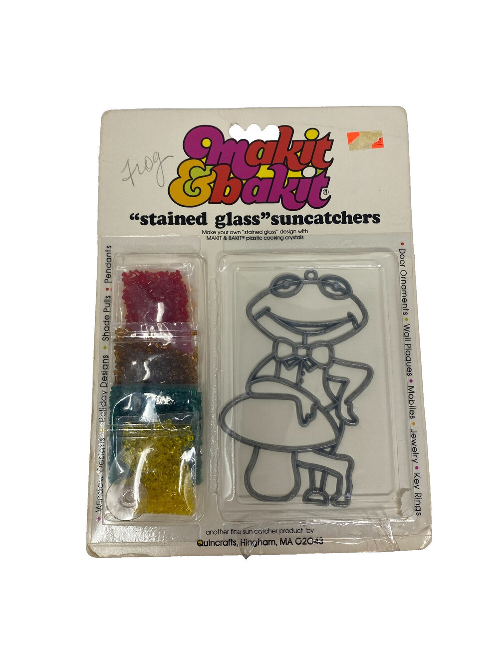 Vintage Makit & Bakit the Frog Stained Glass Suncatcher Craft Kit